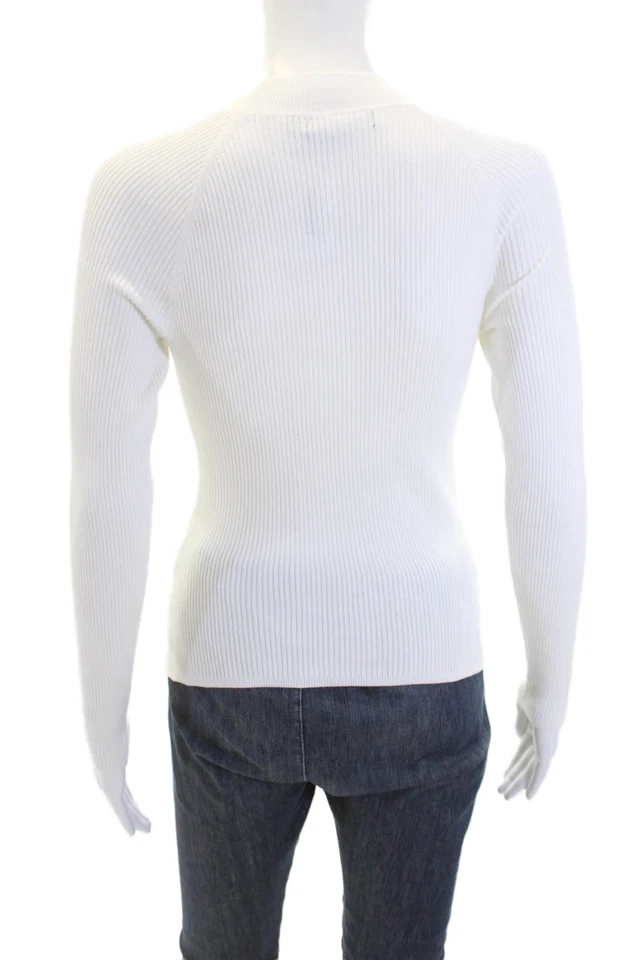 Top Karen Millen Mujer Manga Detalle Botones Manga Larga Blanco Talla XS Foto 3 de 4