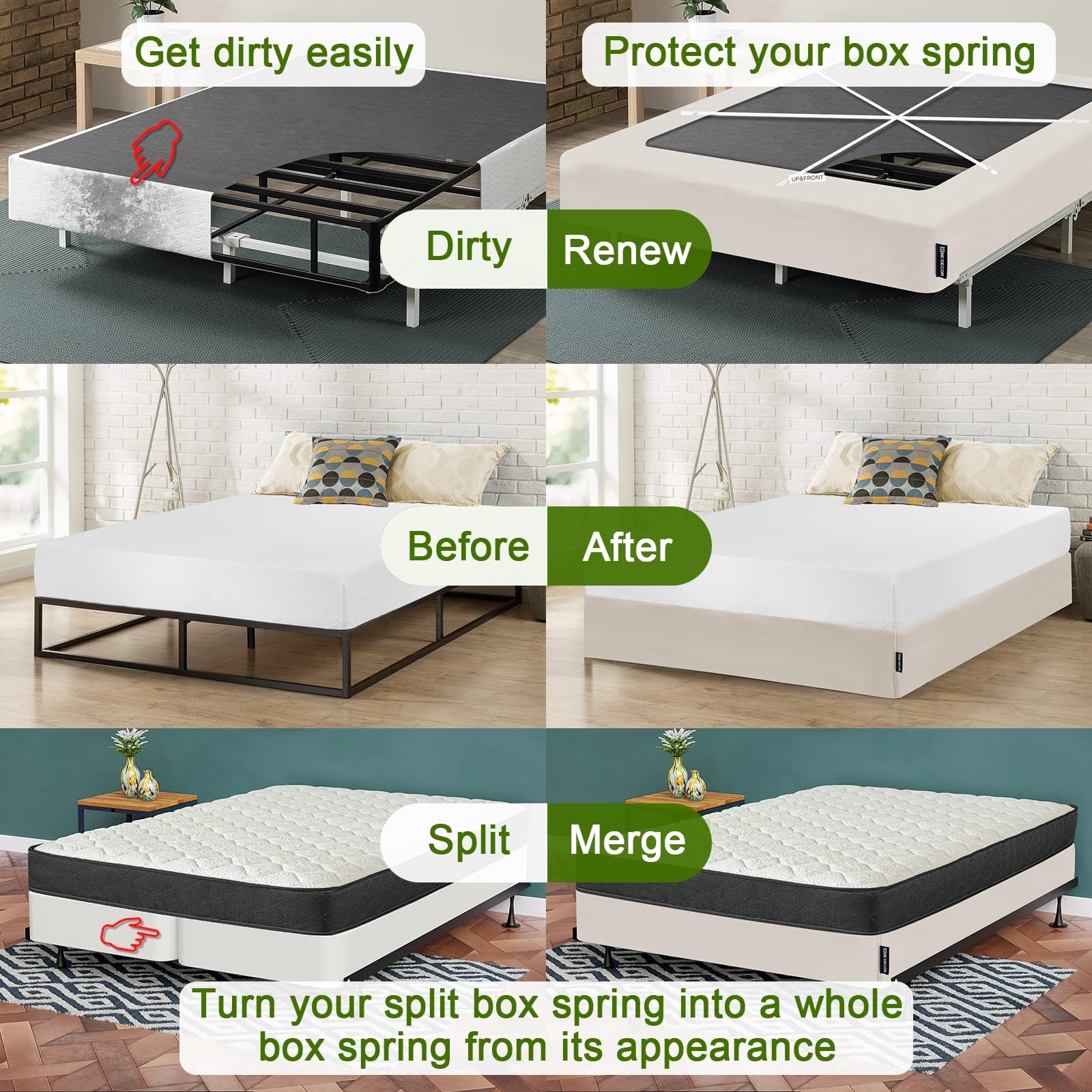 4-9 Inches Box Spring Cover Queen Size Taupe with Stretchy Fabric Bed Frame Cove