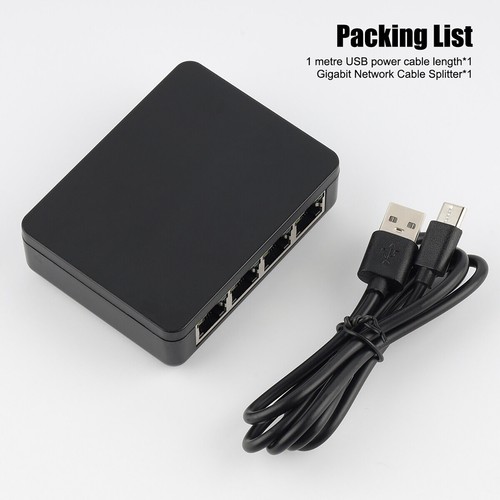 New 1 TO 4 Ways 1000Mbps Black RJ45 LAN Network Splitter Adapter Accessories - Afbeelding 18 van 18