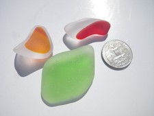 Sea Glass, Thick Red Orange and Green
