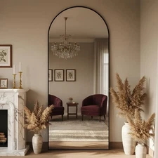 Full Length Arched Mirror 71"x26" – Wall Mounted & Free Standing