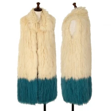 ATSURO TAYAMA Blue Fox Fur Bi-color Long Vest Size 36(K-111671)