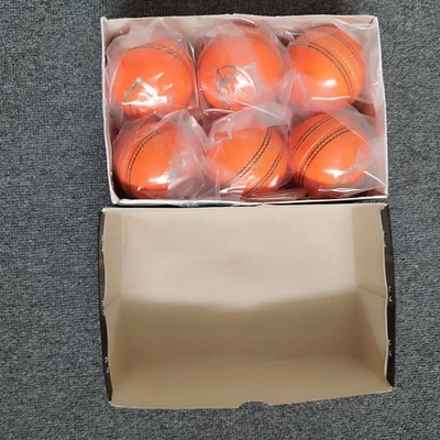 6 x 156 gm Premium Quality Pure LEATHER 4 Piece ORANGE Cricket BAT FRIENDLY Ball - Image 1 of 4