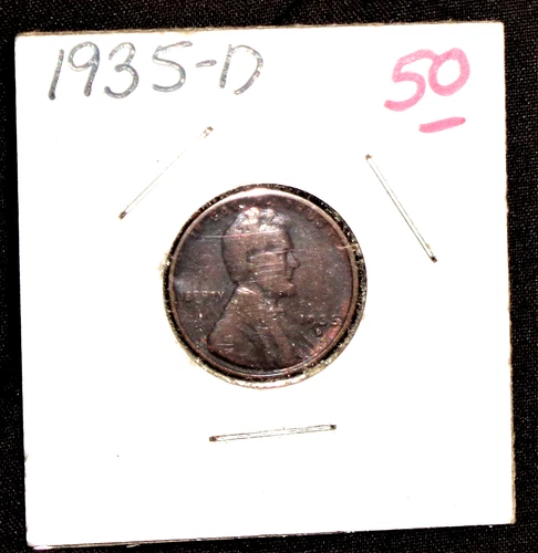 1935-D  CIRCULATED LINCOLN WHEAT-BACK PENNY - GRADES "FINE"