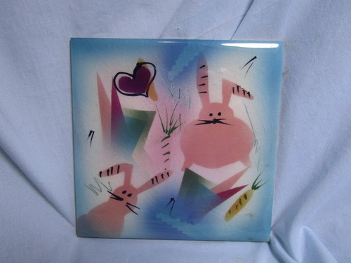 VTG Ceramic Tile-Abstract Rabbit Design-Made in England by H & R Johnson Tiles