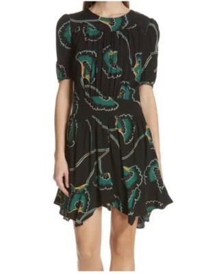 Sz S BA & SH Leo Noir Black Green Floral Dress Ladies Ba&sh