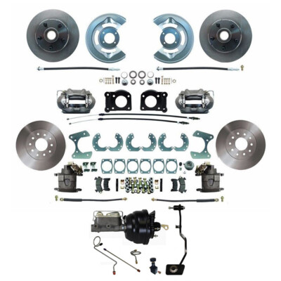 CJ Classics Power Disc Brake Conversion Kit With Plain Rotors Front/ Rear Man...