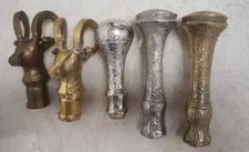 Lot of 5 Antique Designer Solid Brass Head Handle For Walking Stick Cane Shaft