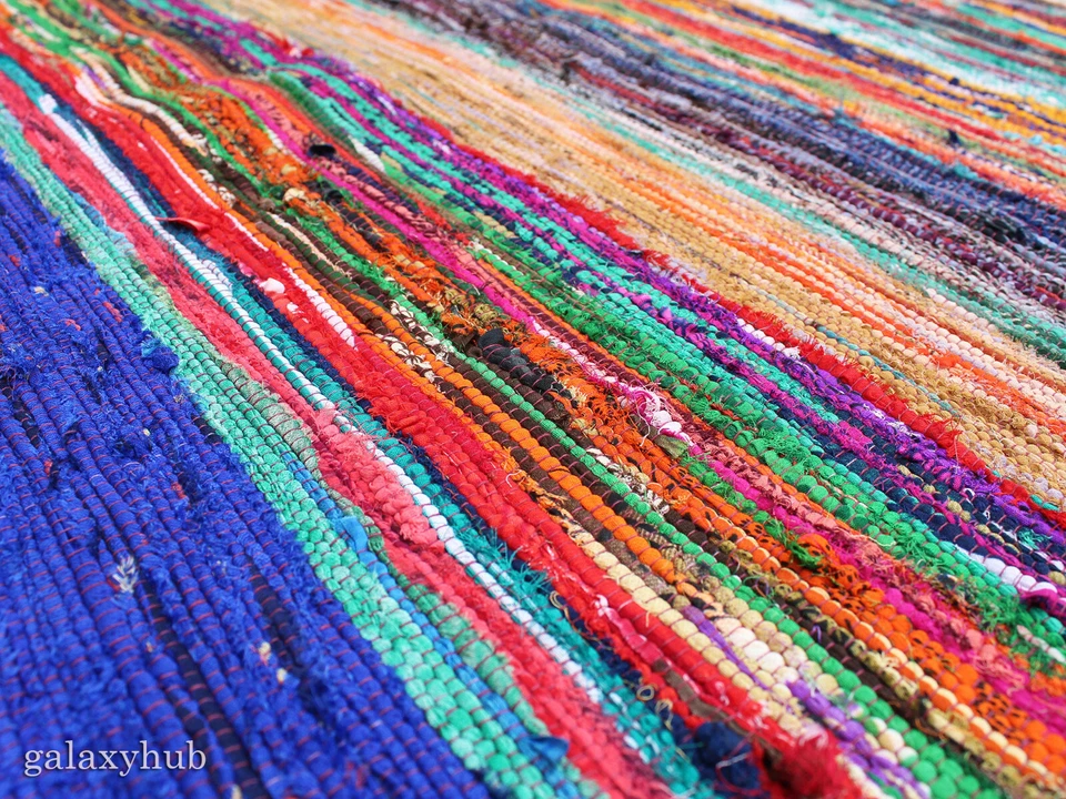 4X6 Ft Floor Rug Multi Burgundy Chindi Rug 3X5 Ft Cotton Chindi Rug Floor Runner - Image 4 of 4