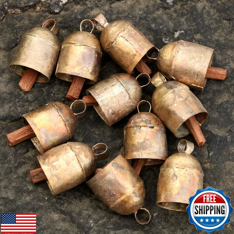 Rustic Small Cow Bells for Crafts Christmas Tree Jingle Hanging Bell Ornament - Image 3 of 3