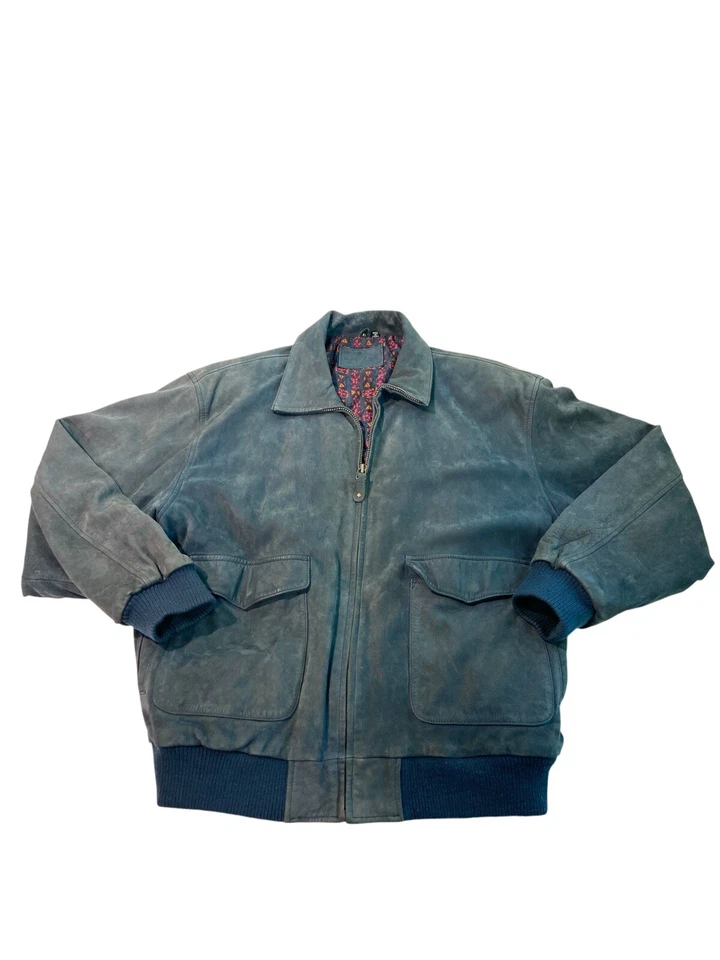 Chaqueta Bomber Vintage Hunt Club Hombre XL Azul Gamuza 11935 Foto 3 de 4