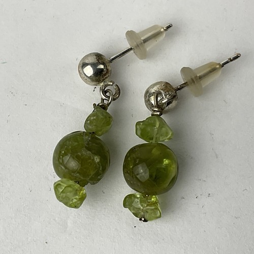 Vtg Artisan Green Peridot & Amber Sterling Silver Beaded Necklace Gift Earrings - Picture 11 of 20