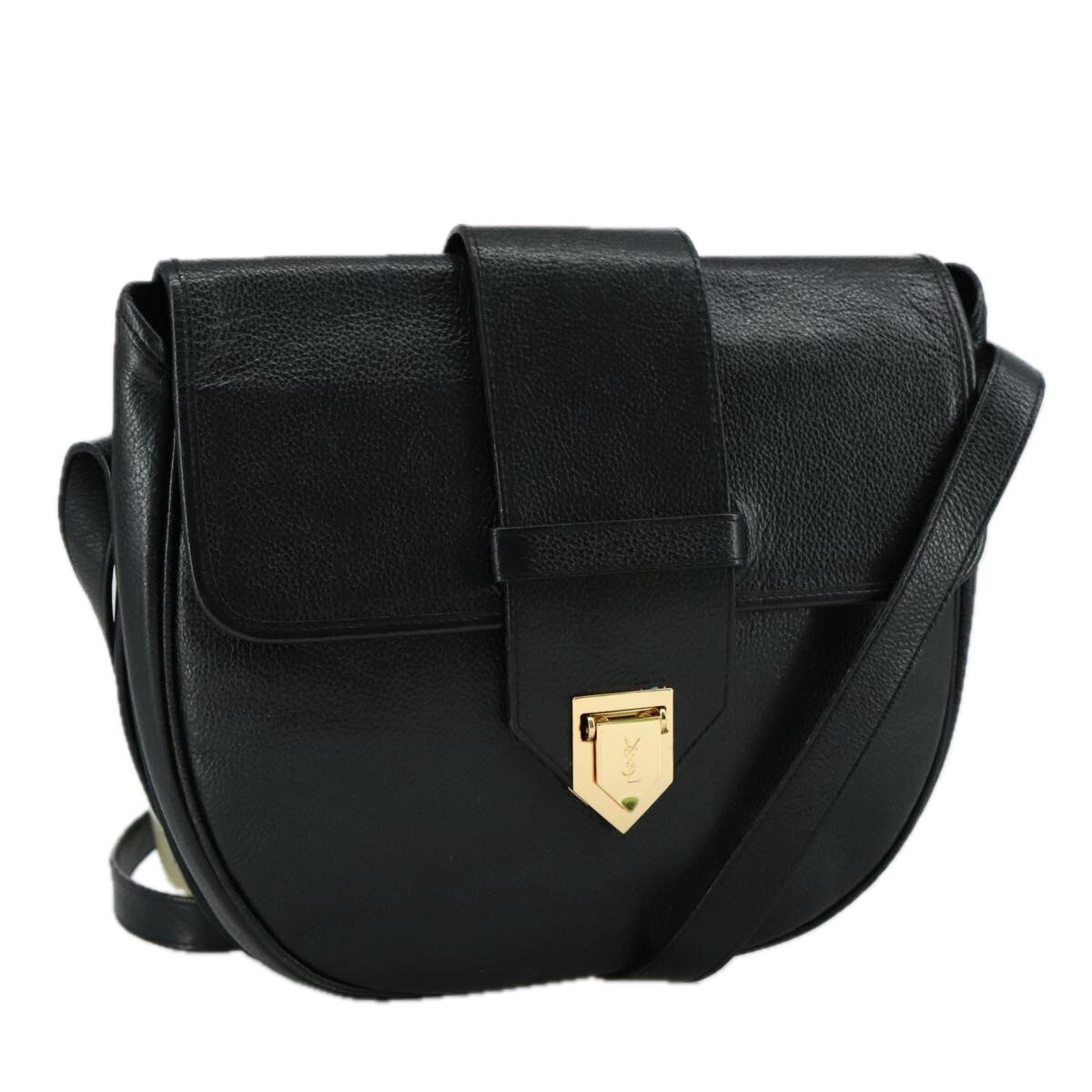 【関税・送料込み】SAINT LAURENT BLACK LEATHER SHOULDER BAG Saint Laurent Ysl Line Black Leather Shoulder Bag Authentic