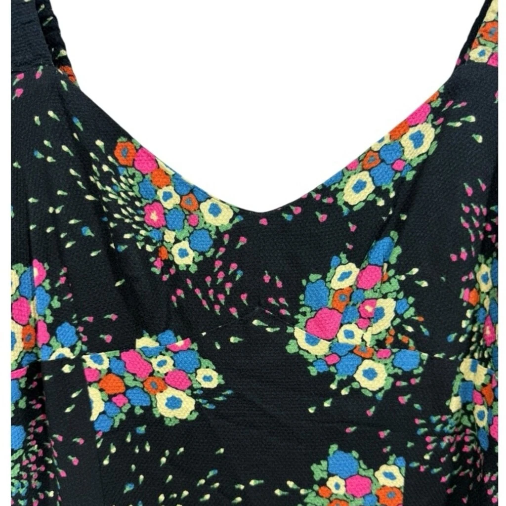 VALENTINO Anthropologie Scarletta Sweetheart Mini Abito Nero Floreale 2