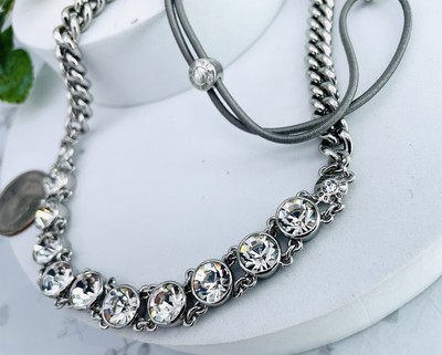 Henri Bendel Gold Tone snake Leather & Swarovski Crystals Headband Signature Henri Bendel Silver Tone Swarovski Crystals Headband  main image 4