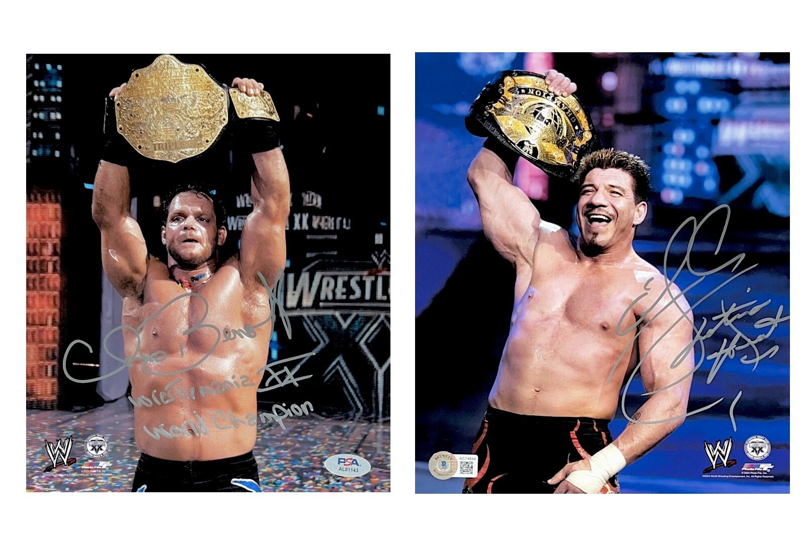 WWE EDDIE GUERRERO AND CHRIS BENOIT HAND SIGNED 8X10 WM 20 PHOTOS WITH COA WMXX