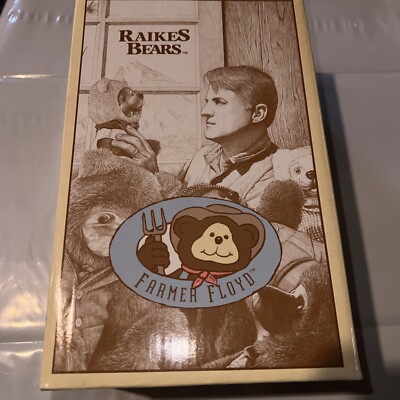 Raikes Bears Farmer Floyd Wood Carved Face Original Tag Box