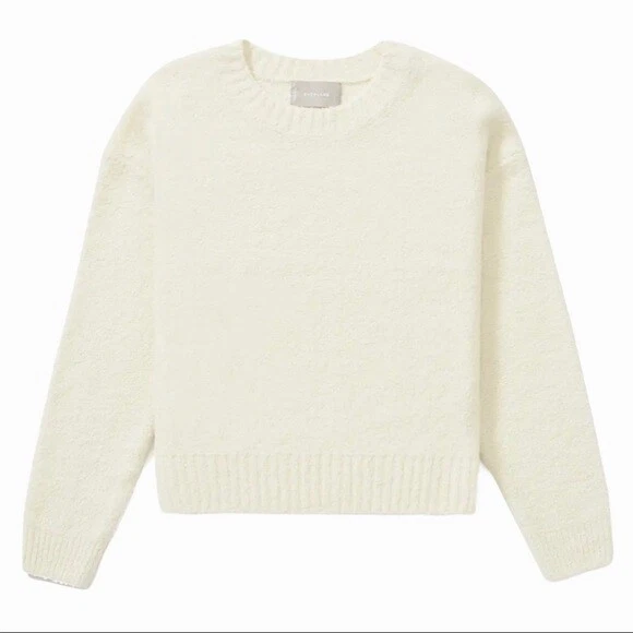 NEW Everlane The Teddy Wool Blend Crew Neck Sweater in ivory - Size L  #S1931 | eBay
