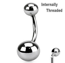 14G 7/16" 11mm INTERNALLY THREADED STEEL NAVEL BELLY BUTTON RING CURVED BARBELL