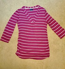 Oh Baby By Motherhood Maternity Burgundy & Gray Striped 3/4 Sleeve Top Size S