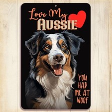 Australian Shepherd Sign Love My Aussie dog wall art dog mom gift metal plaque