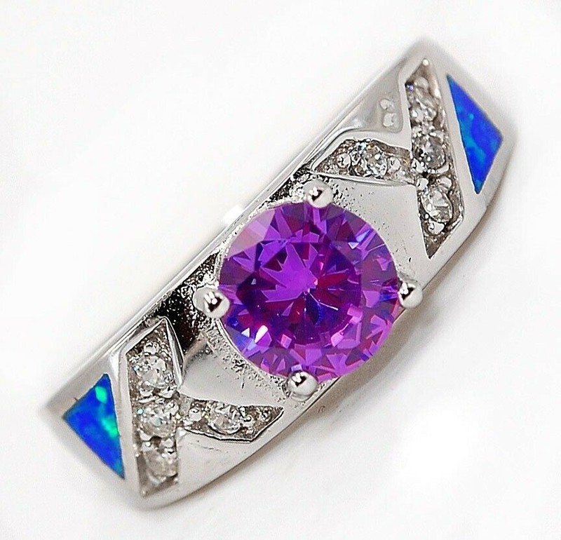 2CT Amethyst 925 Solid Sterling Silver Ring Jewelry Sz 9 AT3