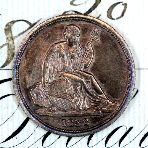 * 1838-O/O RPM-1 * SOLID+ GEM BU MS SEATED LIBERTY HALF-DIME * FROM COLLECTION