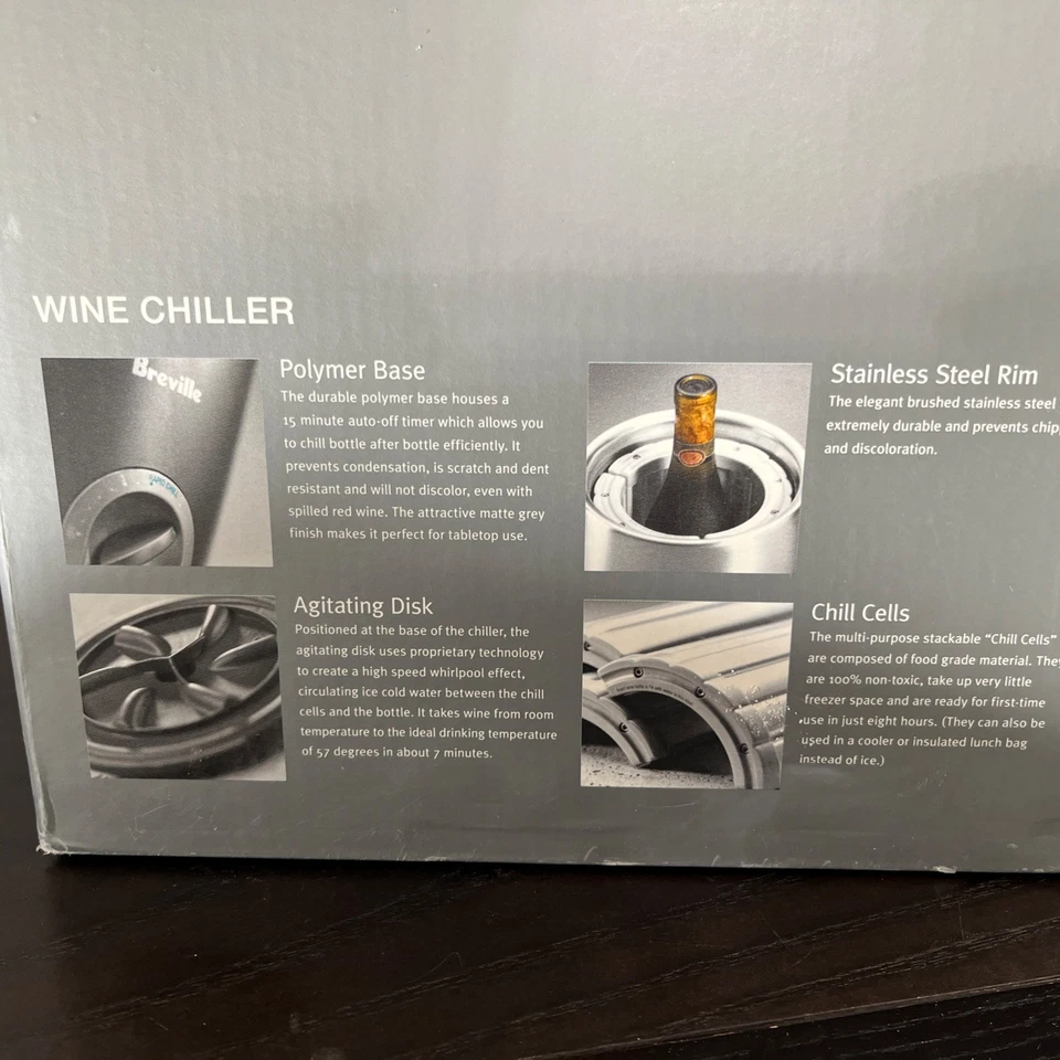 Refrigerador de vinho Breville - Novo na caixa - Com garrafa saco de viagem - Refrigera em 7 minutos - Imagem 4 de 4