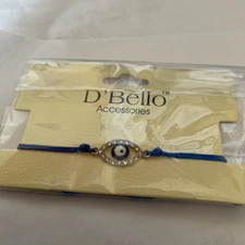 D’Bello String Rhinestone And Evil Eye Adjustable Bracelet 
