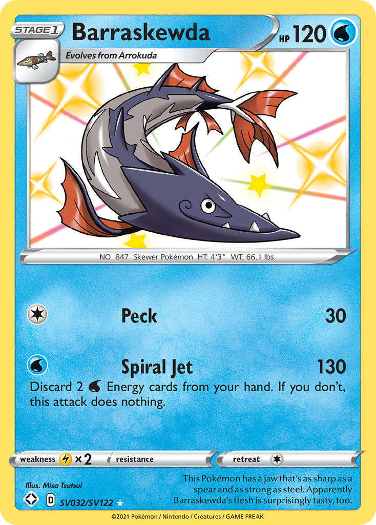 Barraskewda SV032/SV122 Shiny Rare Shining Fates Shiny Vault Pokemon Holo NM
