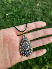 Vintage-Style Filagree Necklace / Purple Filigree Necklace / Victorian Necklace