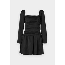 Abercrombie Fitch Emerson Black Ruched Square Neck Long Sleeve Mini Dress Size L