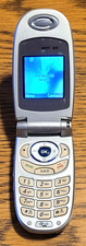 LG VX3300 - Blue Stripes and Silver  Verizon  Cellular Flip Phone