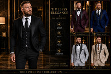 Luxury Men's 3 Piece Suit Set Slim Fit Blazer Waistcoat Trousers Formal Casual