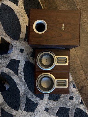 Philips Loud Speakers Pair MCD718   2-Way Rosewood Bookshelf   Subwoofer 8Ω