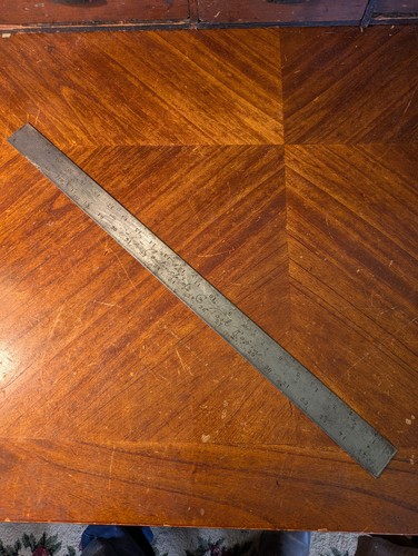 Starrett 24" Slotted Hardened Steel Rule No. 8 4 Grad CUT DOWN FROM 36" LENGTH