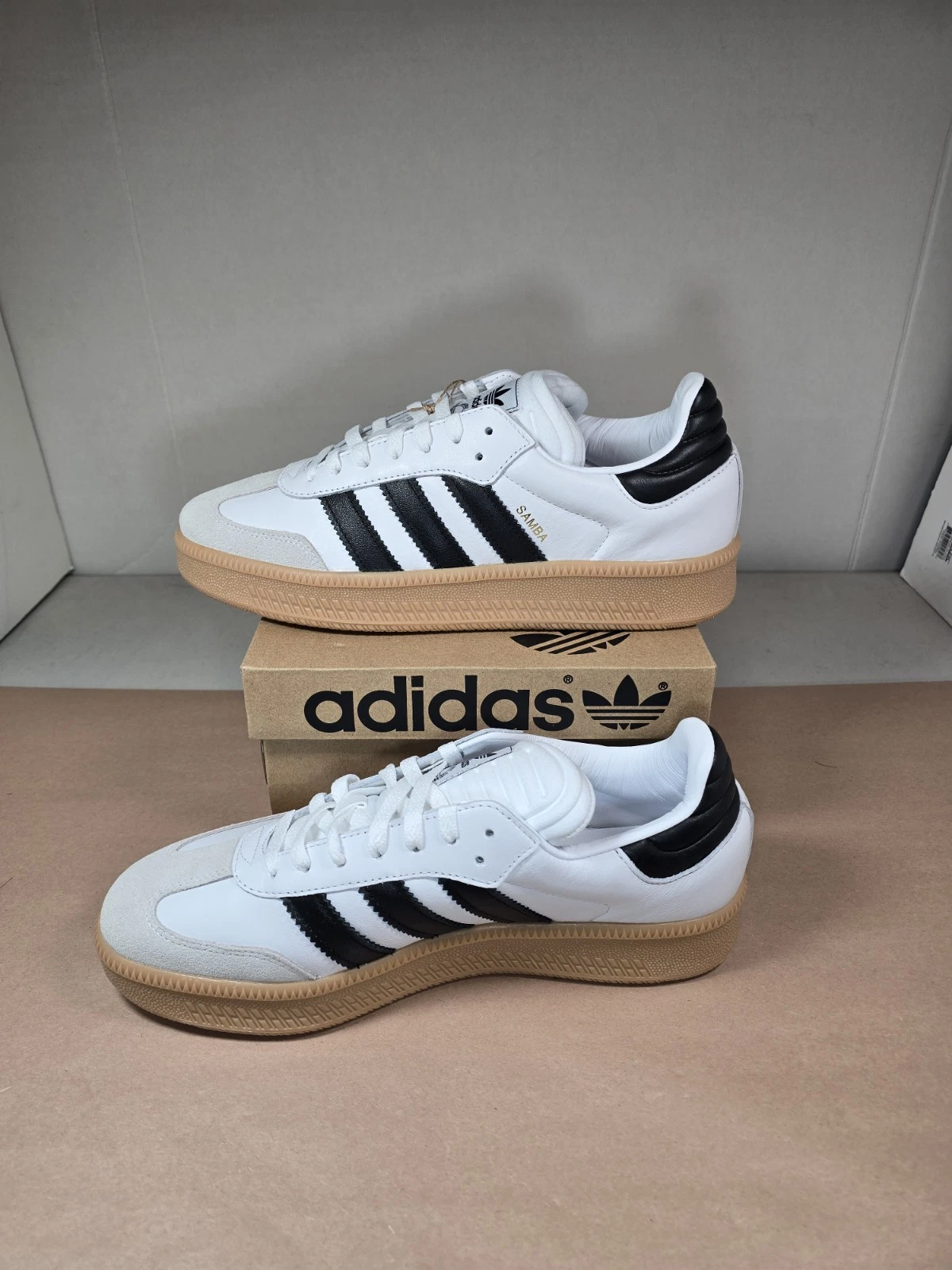 Size 11.5 Adidas Men's Samba XLG Sneakers Cloud White Core Black Gum NIB IE1377