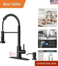 Black Touchless Kitchen Faucet with Soap Dispenser, Motion Sensor Activated S...