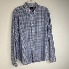 UNTUCKit Durif WF Shirt XL Blue Check Plaid Wrinkle Free 100 Cotton Button Up