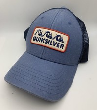 Quiksilver Trucker Baseball Cap Blue SnapBack Mesh Hat w Patch Surf Beach Skate