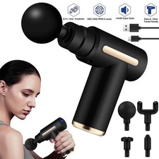 Deep Tissue Percussion Massage Gun 4-Heads Powerful Muscle Vibration Relaxing