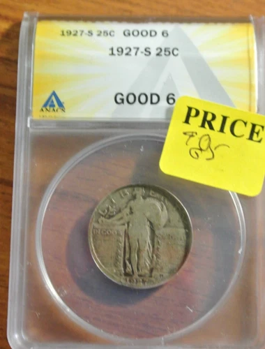 - 1927-S Standing Liberty Quarter - ANACS G-6- KEY DATE