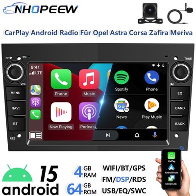 8Core 4+64GB Android15 Autoradio Carplay Für Opel Astra Corsa Zafira Meriva WiFi