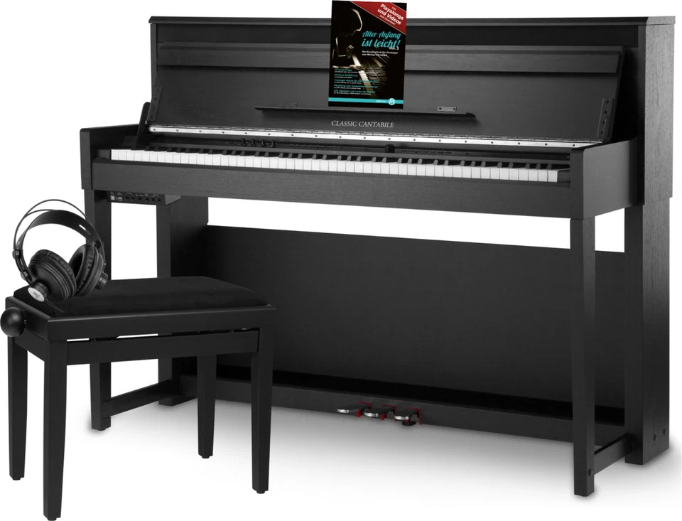 Piano Numerique Clavier Digital Droits 88 Touches en Bois 3 Pedales Banc Casque - Photo 1/4