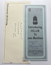 Busta opuscolo automatico Muhammad Ali firmata Introduzione all'Islam ai non musulmani 1988