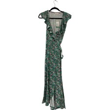 Boden Womens Dress UK 12R US 8  Green Floral Saskia Jersey Maxi Wrap D0174 NWT