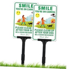 2 Pack Clean Up After Your Dog Signs with Adjustable Height Stake Kit, Pick Up