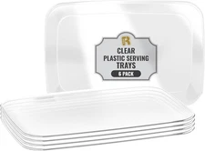 R-kay 6 Pack Clear Plastic Serving Trays For Party, 12.75 x 8.25 In - Heavy Duty