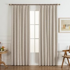 84 Inch Long Pinch Pleated 100 Blackout 40"W x 84"L Pack of 2 Natural Linen