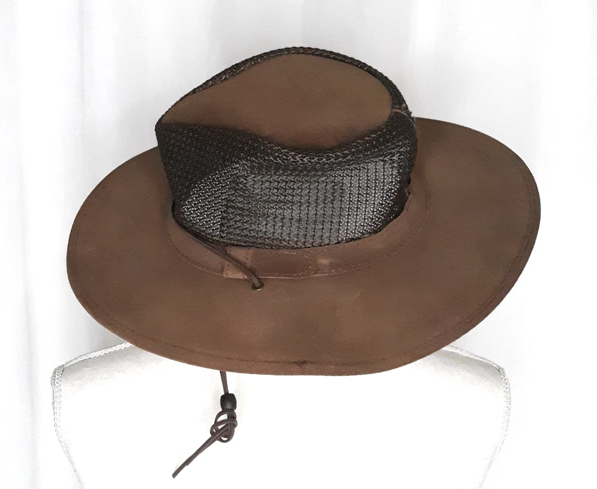 Chapeau vintage Minnetonka Boho Outback en cuir western - Le chapeau pliable - France